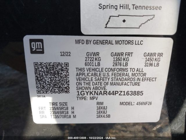 1GYKNAR44PZ163885 Cadillac Xt5 Fwd Luxury