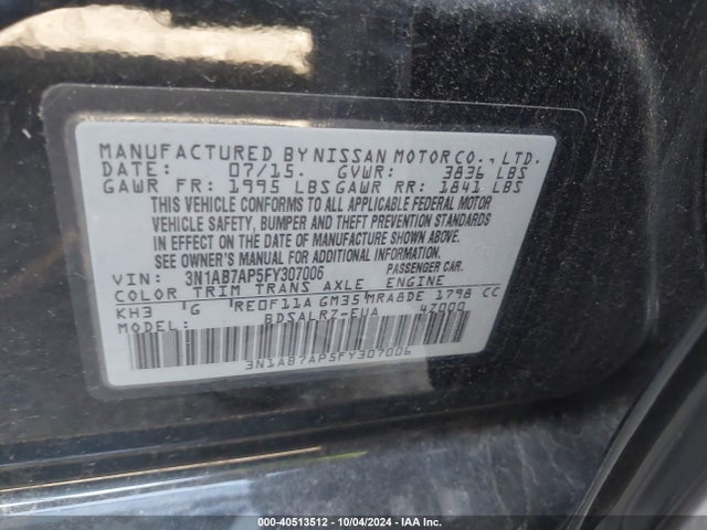 Nissan SENTRA SR 2015 3N1AB7AP5FY307006 Image 9