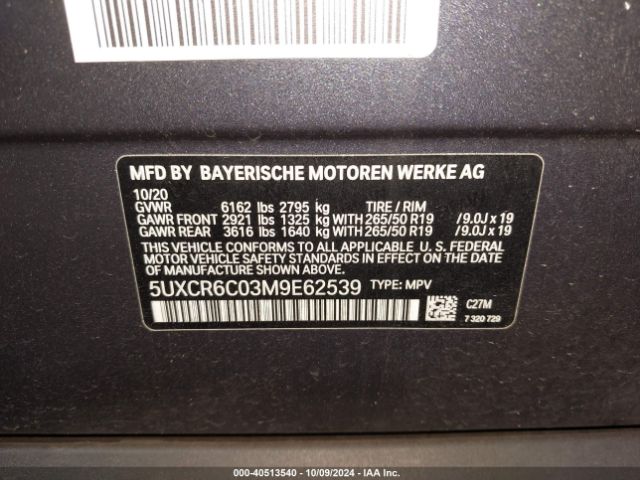 5UXCR6C03M9E62539 BMW X5 Xdrive40i