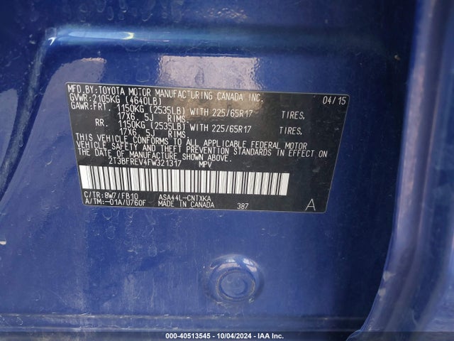 Toyota RAV4 LE 2015 2T3BFREV4FW321317 Image 9