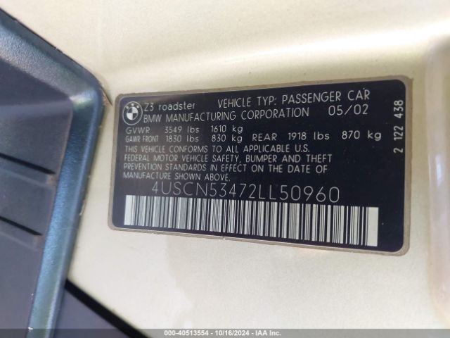 2002 BMW Z3 4USCN53472LL50960 Photo 8