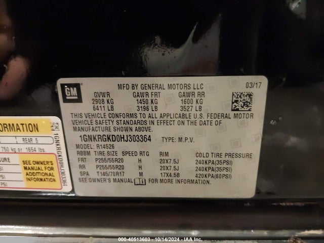 Chevrolet Traverse 1lt 2017 1GNKRGKD0HJ303364 Image 9