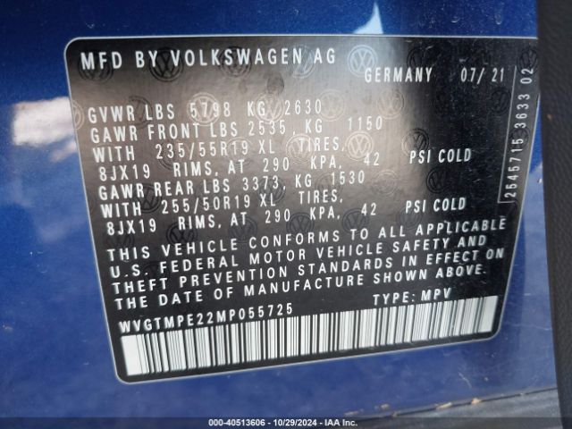 WVGTMPE22MP055725 Volkswagen ID.4 PRO S