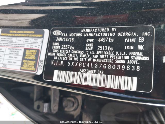 5XXGU4L37GG039838 KIA OPTIMA EX