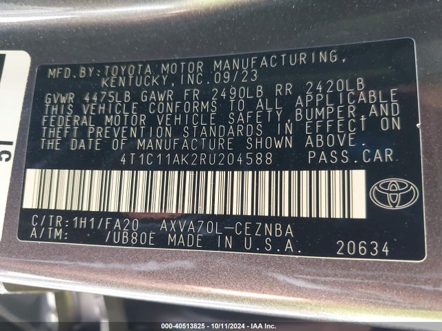 Toyota CAMRY LE 2024 4T1C11AK2RU204588 Image 9