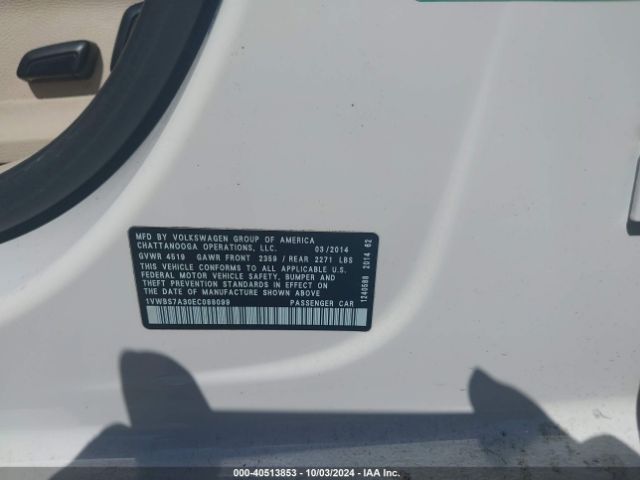 1VWBS7A30EC088099 Volkswagen Passat 1.8t Se