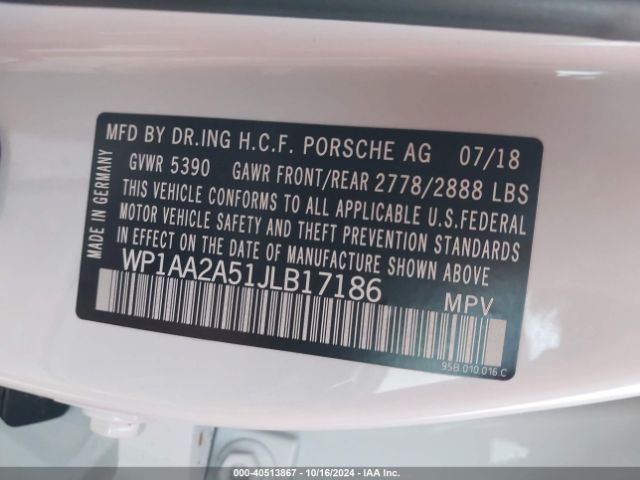 WP1AA2A51JLB17186 Porsche Macan Sport Edition