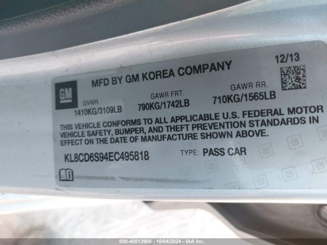 KL8CD6S94EC495818 Chevrolet Spark 1lt Auto