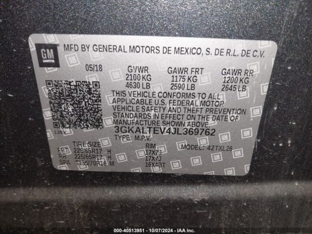 3GKALTEV4JL369762 GMC Terrain Sle