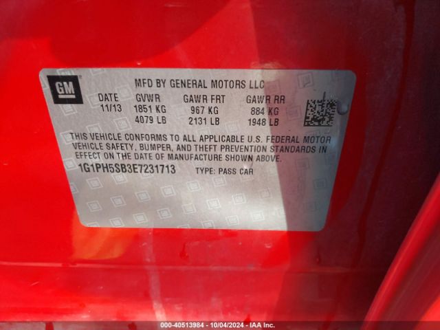 1G1PH5SB3E7231713 Chevrolet Cruze Eco Auto