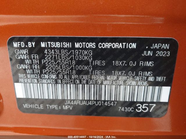 JA4ARUAU4PU014547 Mitsubishi Outlander Sport 2.0 Es