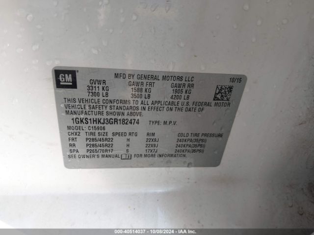 1GKS1HKJ3GR182474 GMC YUKON XL DENALI