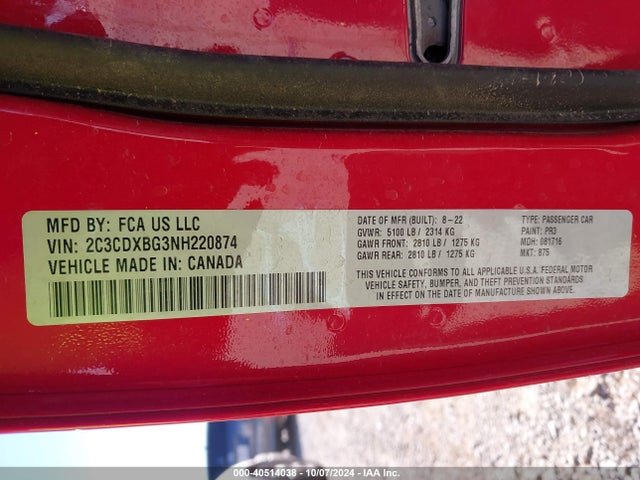 Dodge Charger Sxt Rwd 2022 2C3CDXBG3NH220874 Image 9
