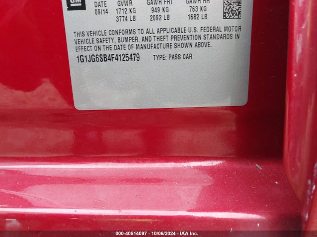 Chevrolet Sonic Rs Auto 2015 1G1JG6SB4F4125479 Image 9