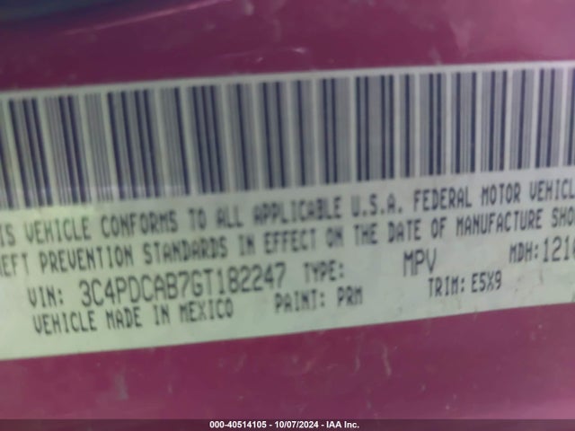 Dodge JOURNEY SE 2016 3C4PDCAB7GT182247 Image 9
