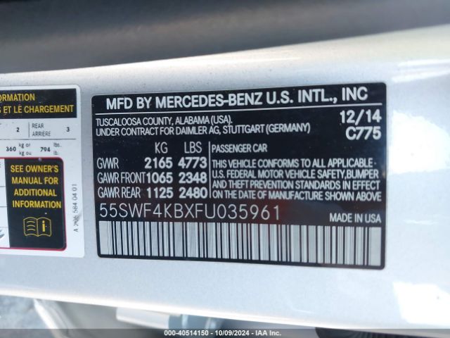 55SWF4KBXFU035961 Mercedes-Benz C 300 4matic/luxury 4matic/sport 4matic