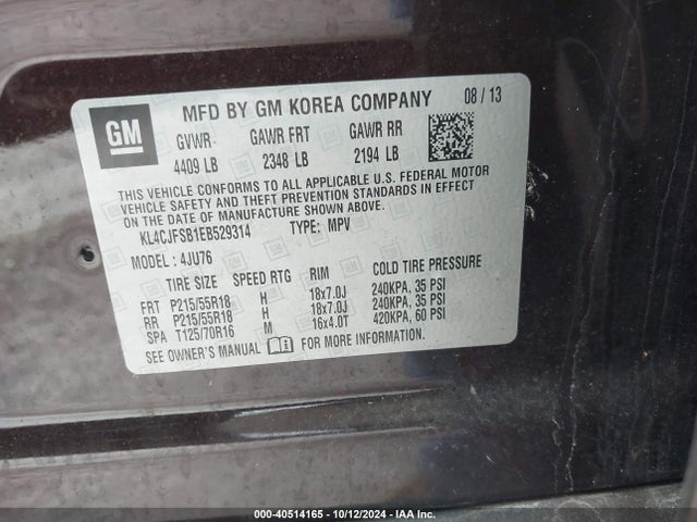 KL4CJFSB1EB529314 Buick Encore Convenience