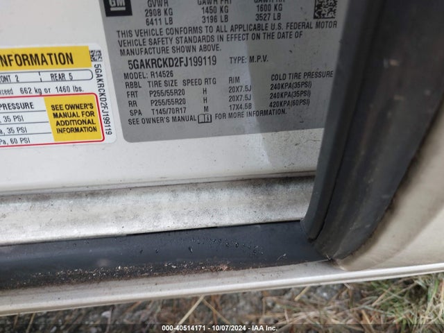 Buick Enclave Premium 2015 5GAKRCKD2FJ199119 Image 9