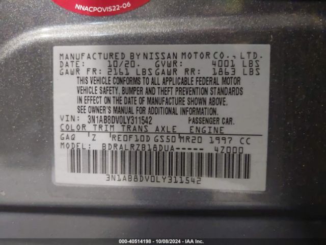 3N1AB8DV0LY311542 Nissan Sentra Sr Xtronic Cvt