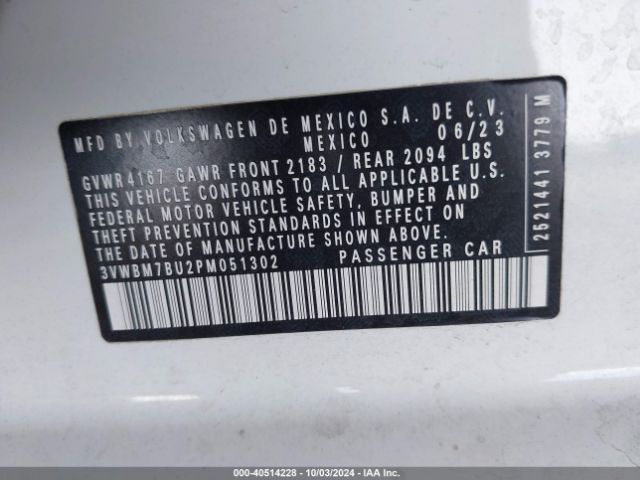 3VWBM7BU2PM051302 Volkswagen Jetta 1.5t Sport