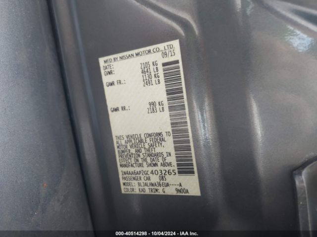 1N4AA6AP2GC403265 Nissan Maxima 3.5 Platinum