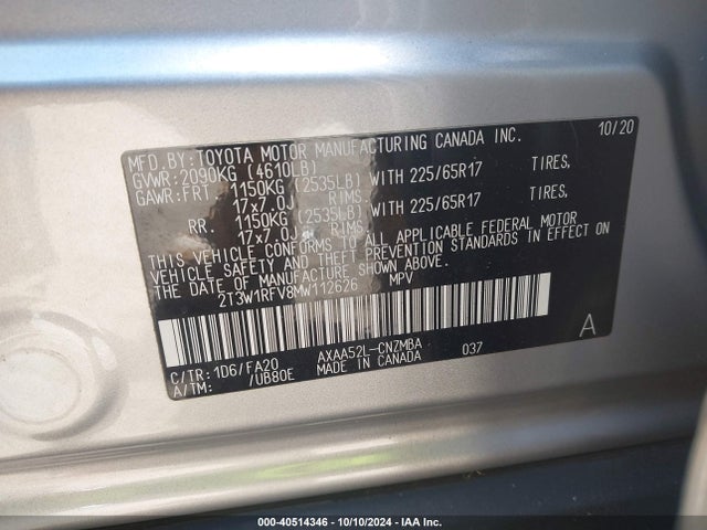 Toyota Rav4 Xle 2021 2T3W1RFV8MW112626 Image 9
