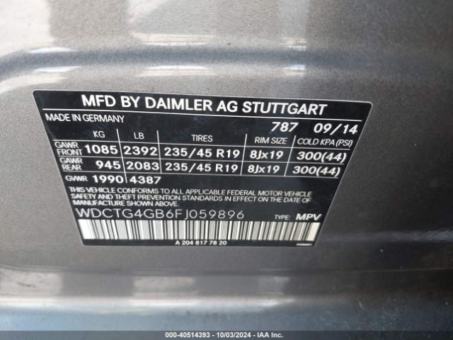 WDCTG4GB6FJ059896 Mercedes-Benz Gla 250 4matic