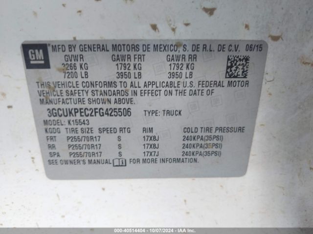 3GCUKPEC2FG425506 Chevrolet Silverado 1500 Wt