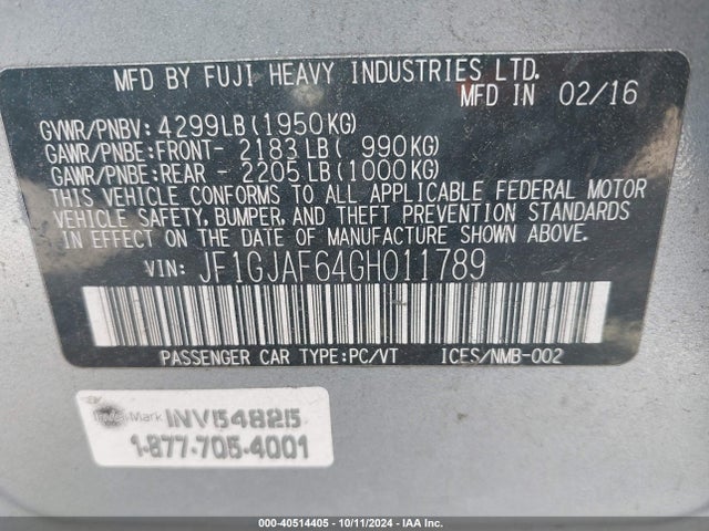 Subaru Impreza 2.0i Premium 2016 JF1GJAF64GH011789 Image 9