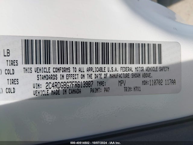 Dodge Grand Caravan Se 2015 2C4RDGBG7FR613987 Image 9