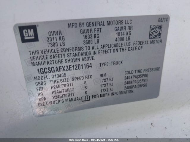 1GCSGAFX3E1201164 Chevrolet Express 1500 Work Van
