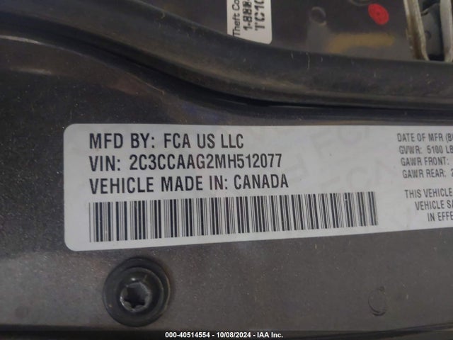 2C3CCAAG2MH512077 Chrysler 300 Touring