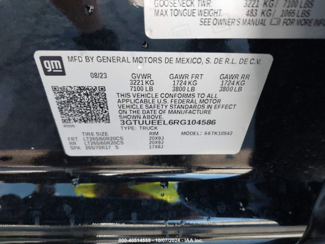 3GTUUEEL6RG104586 GMC Sierra 1500 4wd  Short Box At4