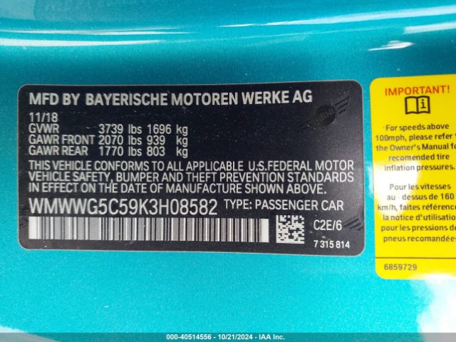 WMWWG5C59K3H08582 Mini Convertible Cooper