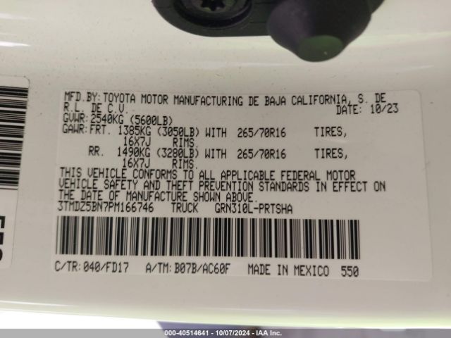 3TMDZ5BN7PM166746 Toyota Tacoma Trd Off Road