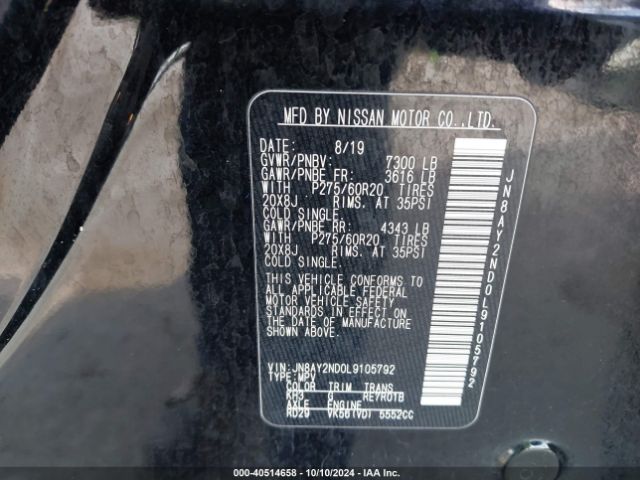 JN8AY2ND0L9105792 Nissan Armada Sl 2wd