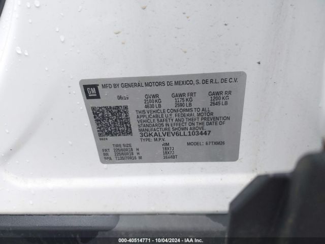 3GKALVEV6LL103447 GMC Terrain Awd Slt