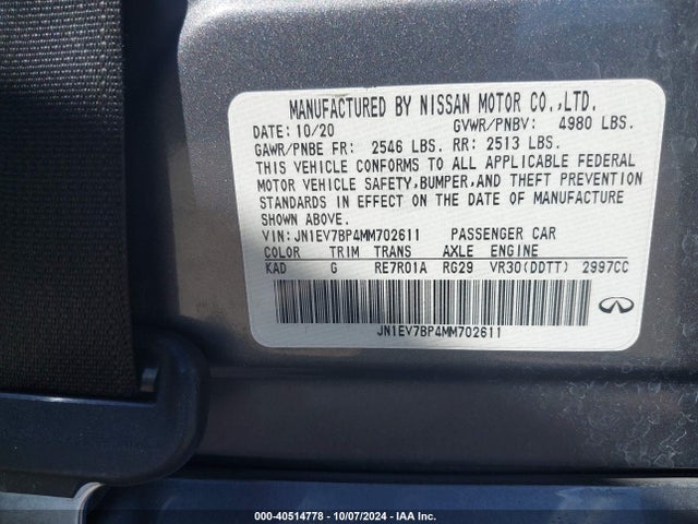 JN1EV7BP4MM702611 Infiniti Q50 LUXE