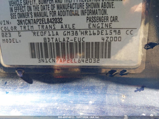Nissan Versa 1.6 S+ 2014 3N1CN7AP2EL842032 Image 9