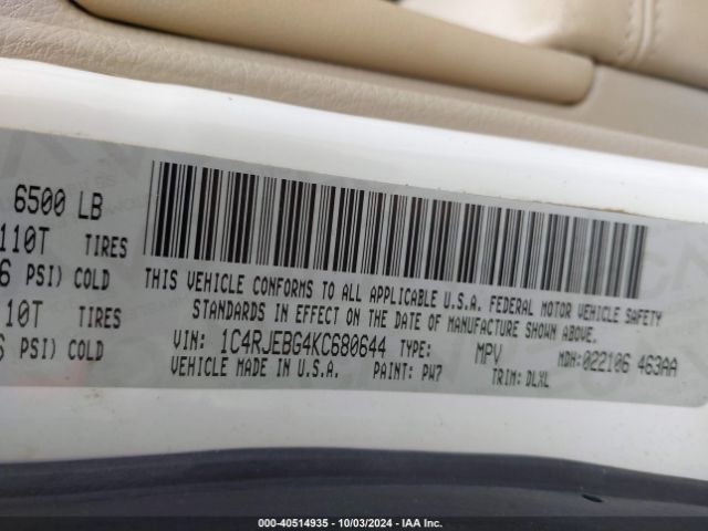1C4RJEBG4KC680644 Jeep Grand Cherokee Limited 4x2