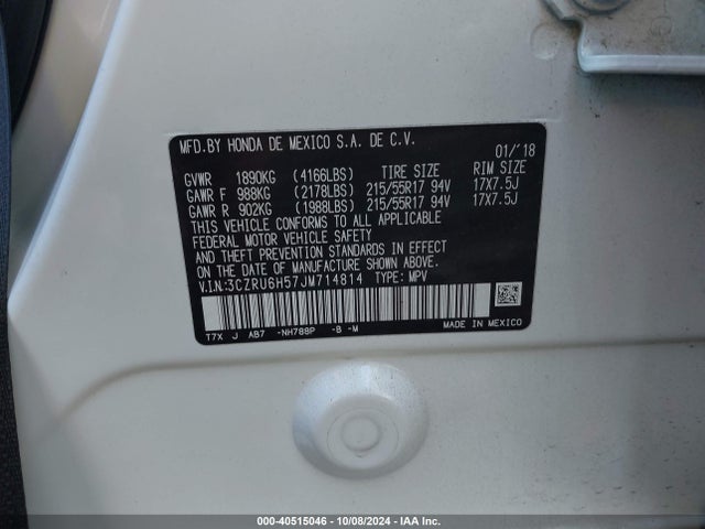 Honda HR-V EX 2018 3CZRU6H57JM714814 Image 9