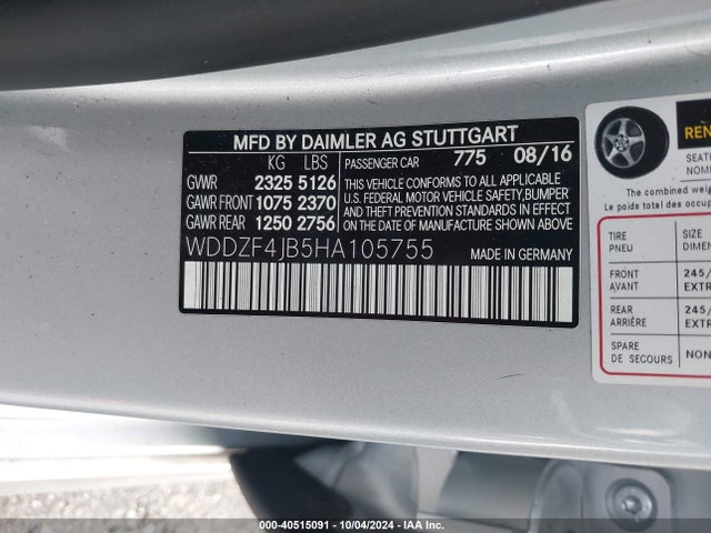 WDDZF4JB5HA105755 Mercedes-Benz E 300