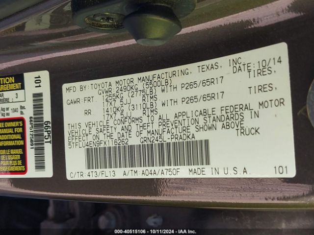 5TFLU4EN9FX116262 Toyota Tacoma Base V6