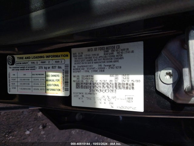 Ford Fusion Titanium 2020 3FA6P0K94LR174911 Image 9