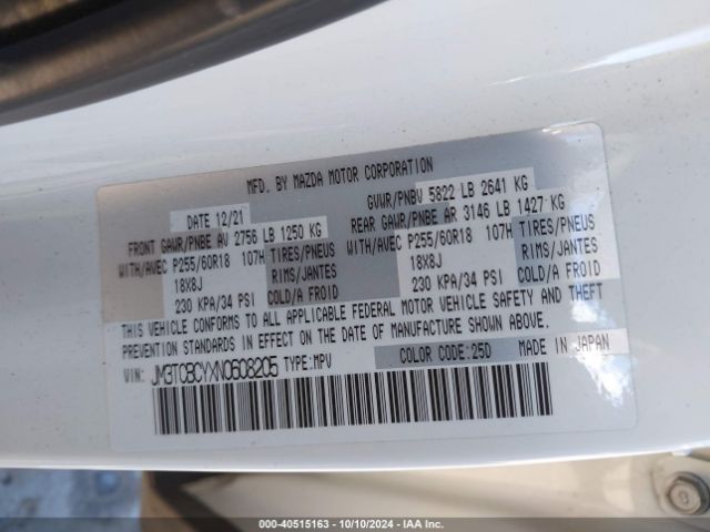 JM3TCBCYXN0608205 Mazda Cx-9 Touring
