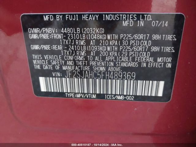 JF2SJAHC5FH489369 Subaru Forester 2.5i Limited