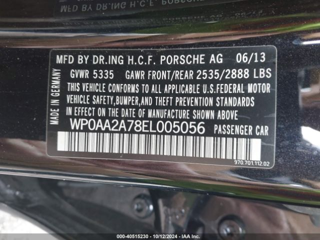 WP0AA2A78EL005056 Porsche PANAMERA 4