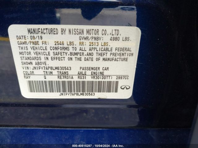JN1FV7AP8LM630543 Infiniti Q50 Red Sport 400