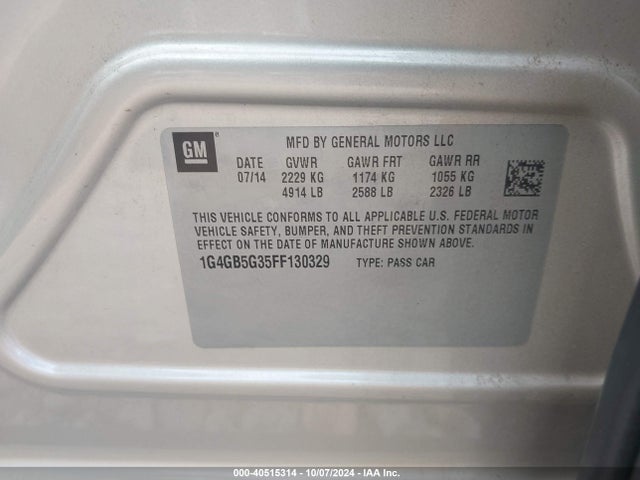 1G4GB5G35FF130329 Buick Lacrosse Leather