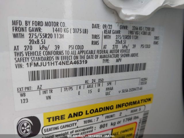 1FMJU1HT4NEA46319 Ford Expedition Xlt